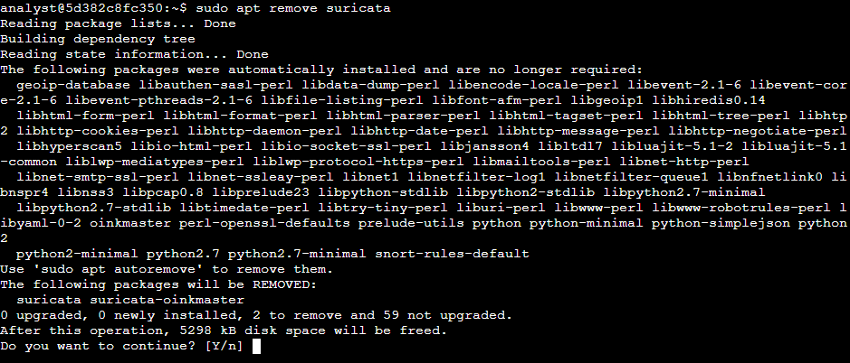 Removing Suricata using apt